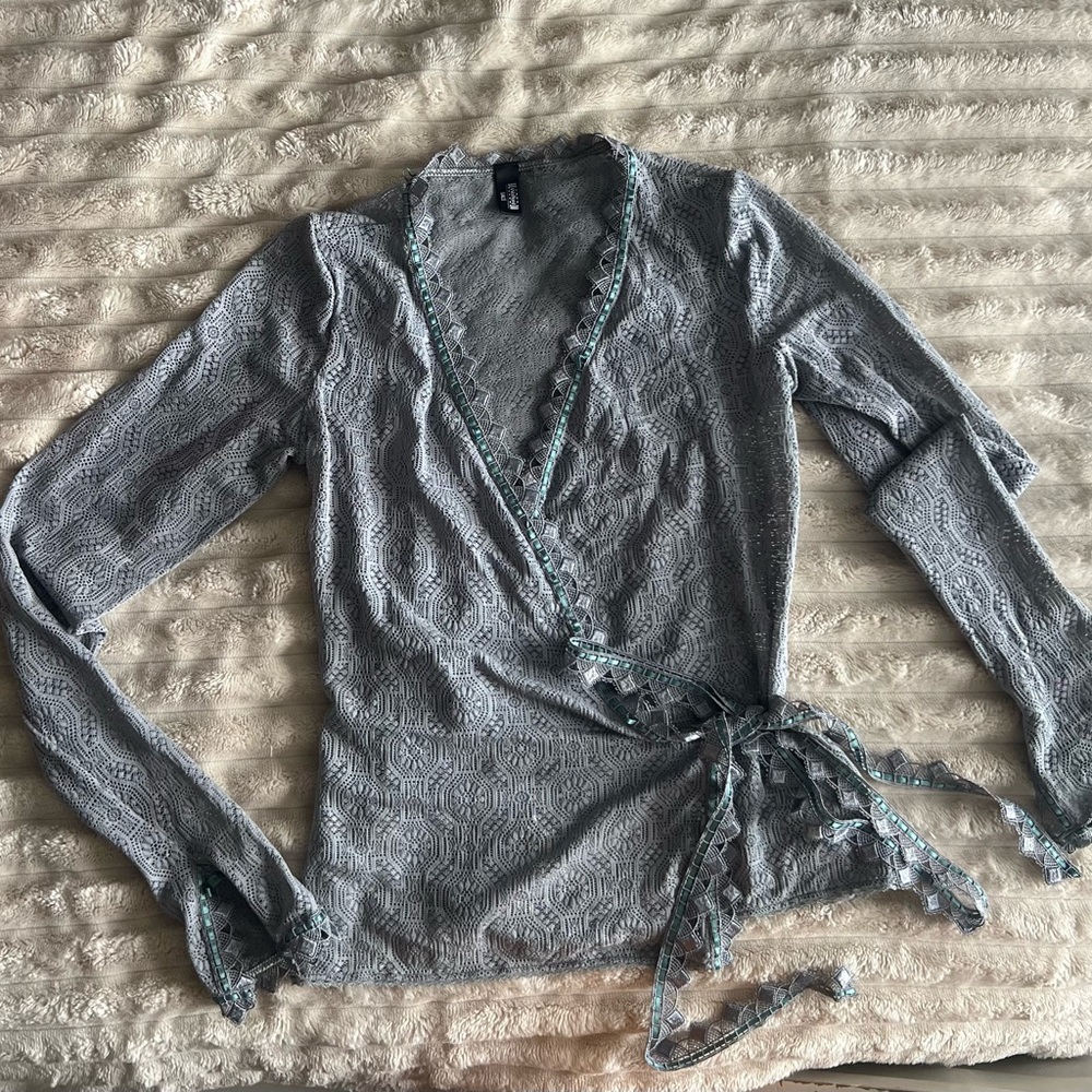 Wolford Lace Trim Top in Gray